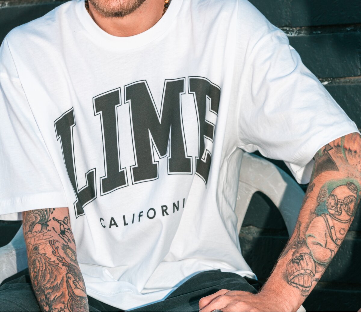 Lime California T-shirt detail